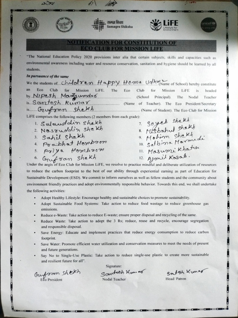 Eco Club Formation for Mission LiFE | PDF | Environmental Social ...