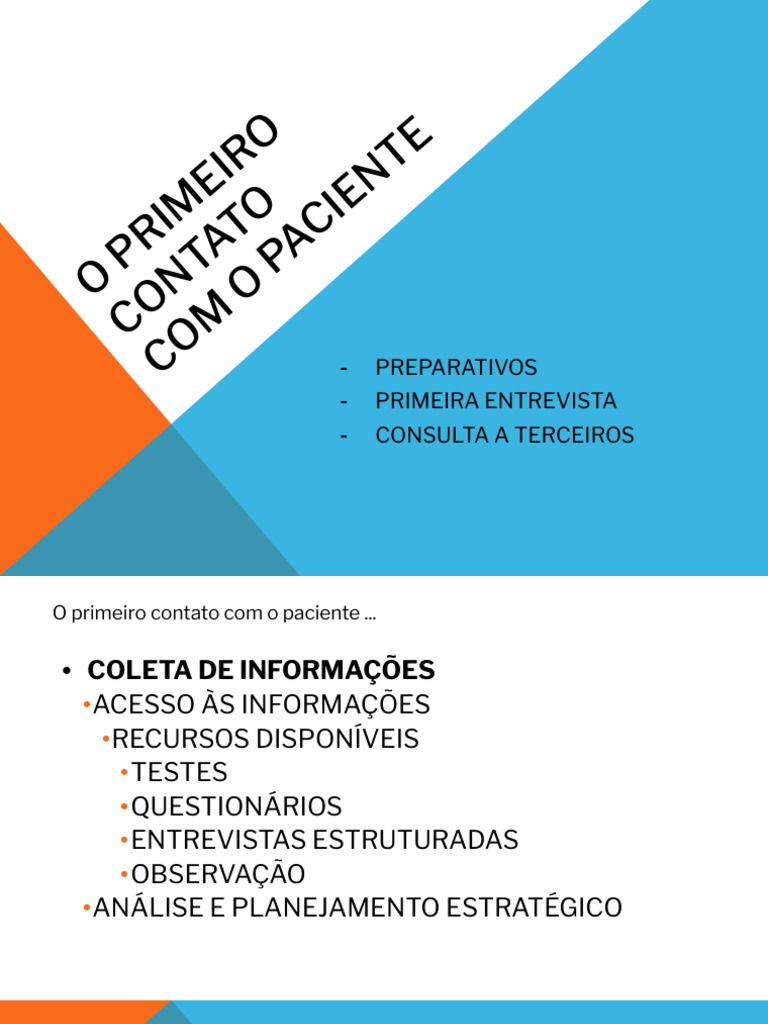 Primeiro Contato com o Paciente: Guia Completo | PDF