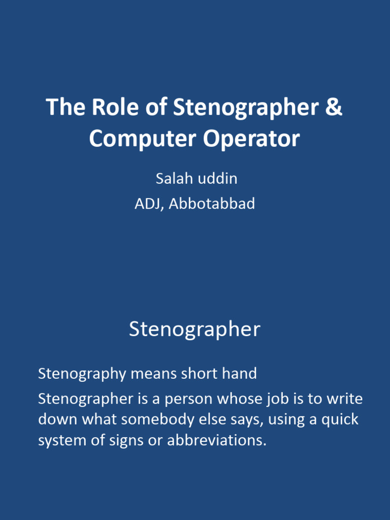 Stenographer and Computer Operator Roles | PDF