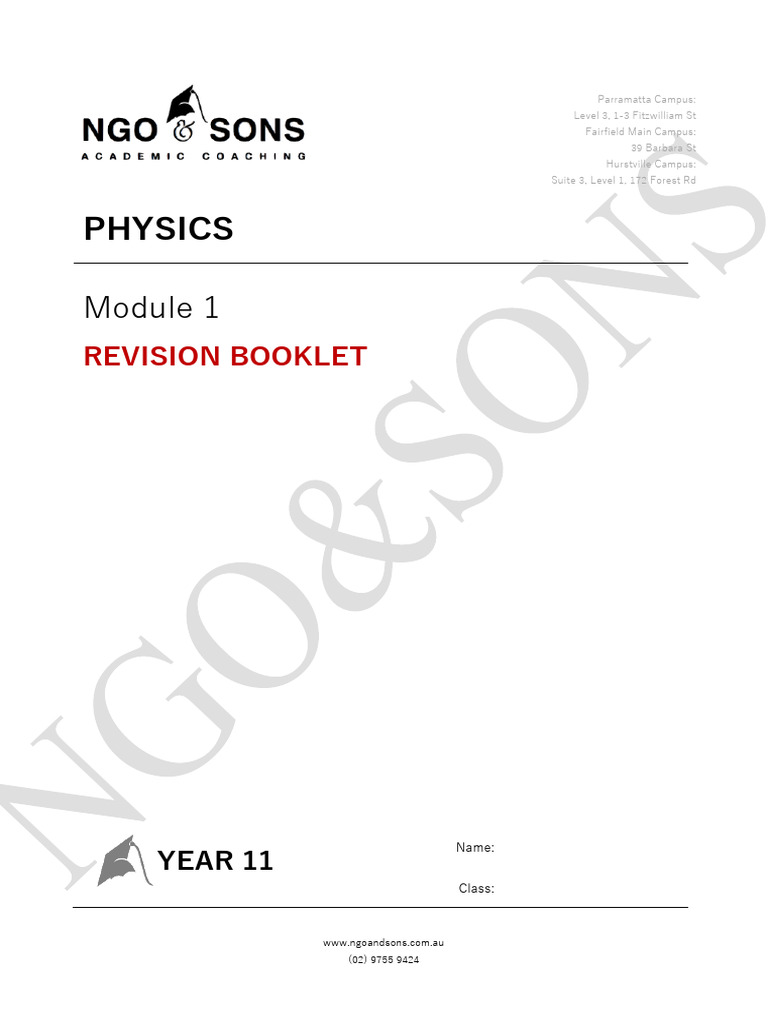 Year 11 Physics Revision: Motion Concepts | PDF | Velocity | Acceleration