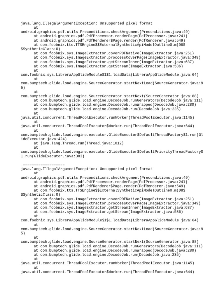 PDF Pixel Format Error in Android | PDF