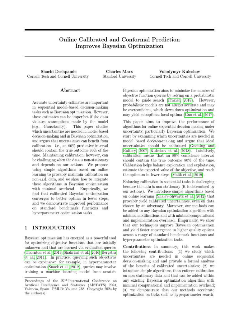 Calibrated Prediction Enhances Bayesian Optimization | PDF ...