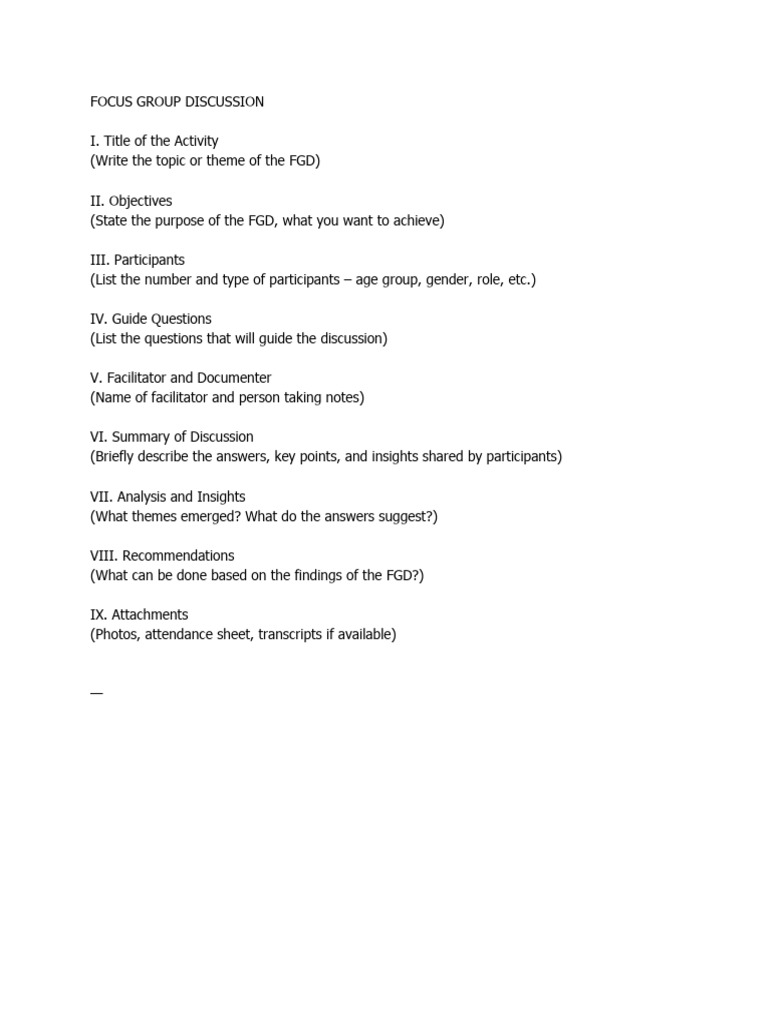 Focus Group Discussion Protocol | PDF