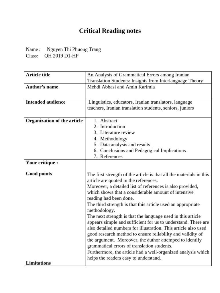 Critical Reading Note-Session 4-02.05.20 | PDF | Methodology | Linguistics