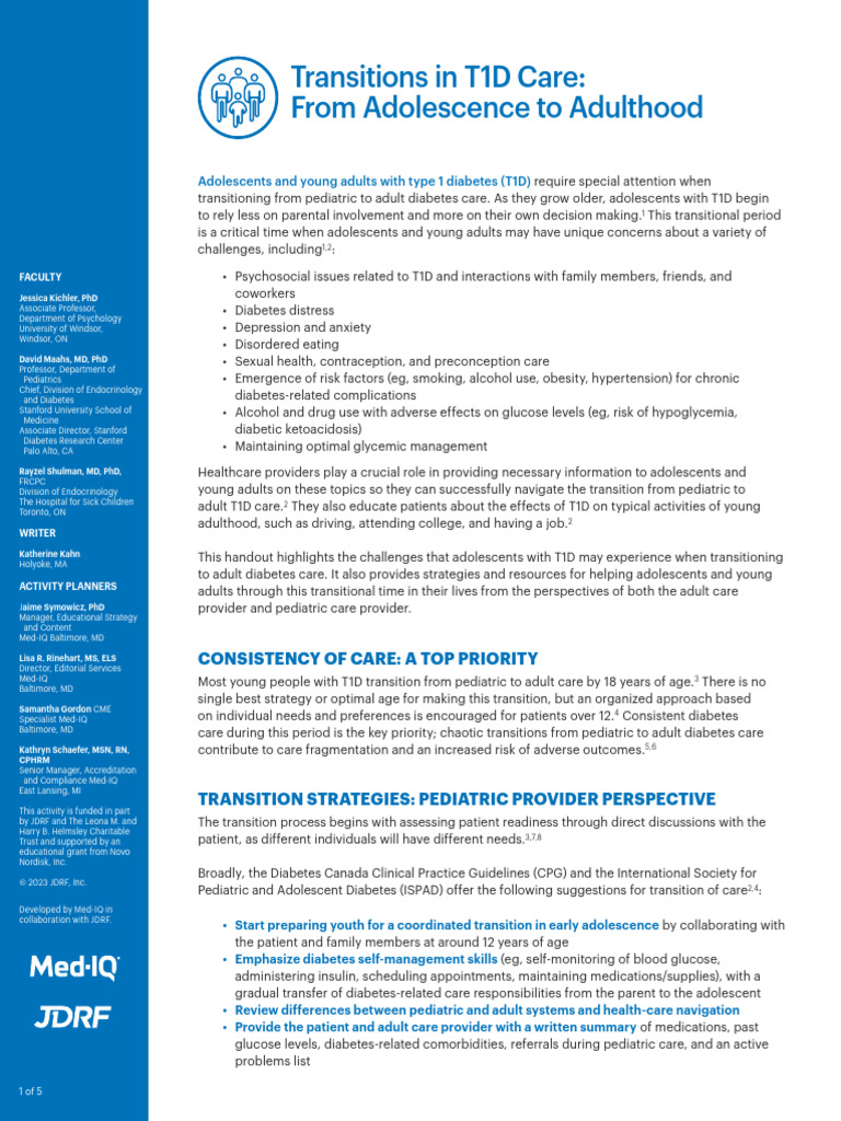 T1D Care Transition: Adolescence to Adulthood | PDF | Diabetes ...