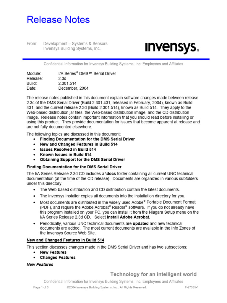 DMS Serial Driver Release 2.3d Notes | PDF | Menu (Computing ...