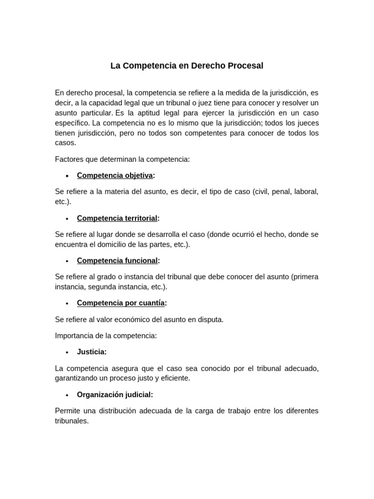 Competencia en Derecho Procesal | PDF | Ley procesal | Jurisdicción