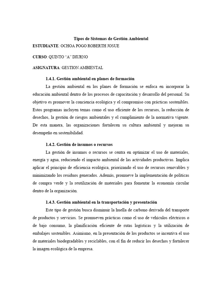 Tipos de Gestión Ambiental Efectiva | PDF | Sustentabilidad | Entorno ...