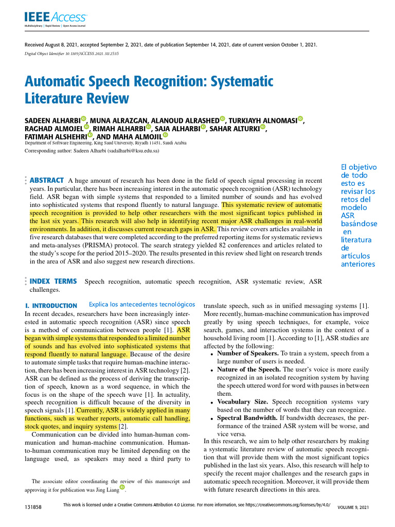 Automatic Speech Recognition Systematic Literature Review - Anotaciones ...