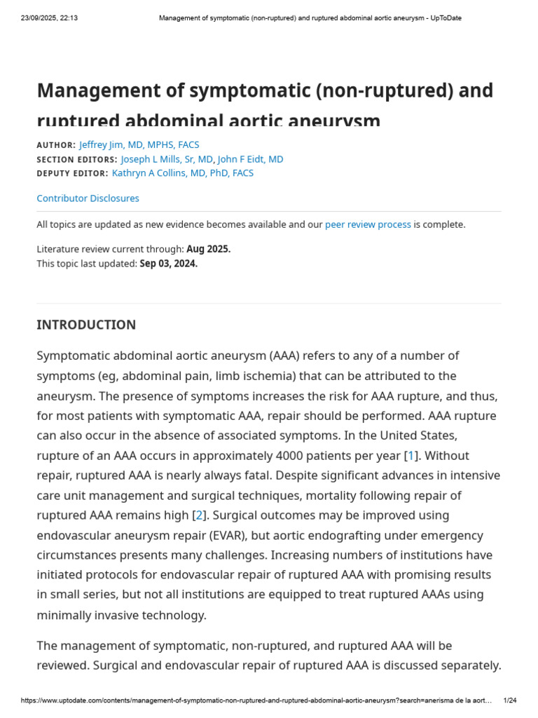 Managing Symptomatic and Ruptured AAA | PDF | Interventional Radiology ...