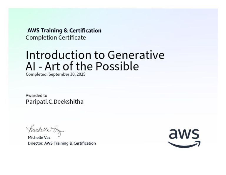 AWS Generative AI Training Certificate | PDF