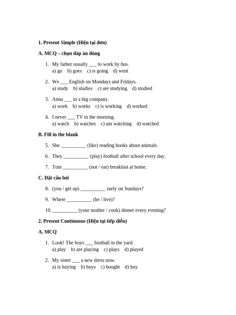 English Tenses Practice Exercises | PDF | English Language | Linguistics