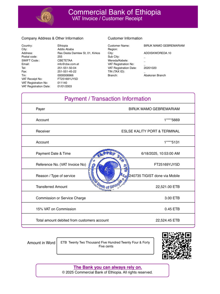 Et 100 Id FT25169 YJY5 D59205669 | PDF | Receipt | Value Added Tax
