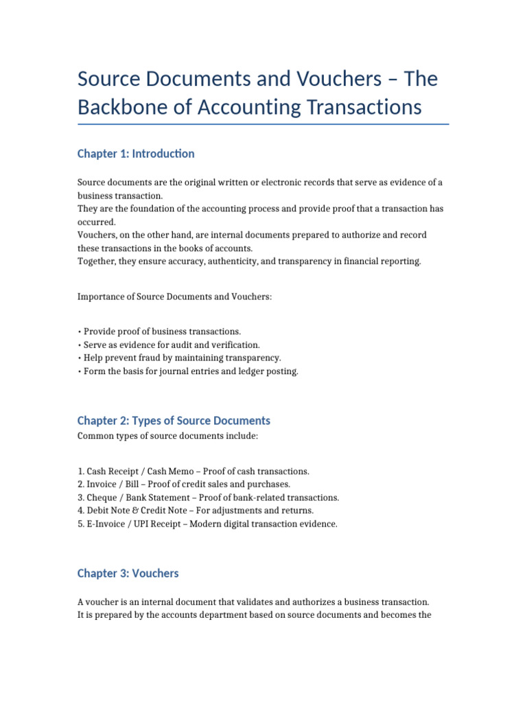 Source Documents and Vouchers Project | PDF | Voucher | Debits And Credits