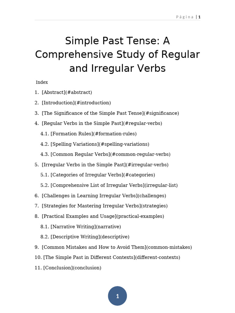 Mastering Simple Past Tense Verbs | PDF | Grammatical Tense | English ...