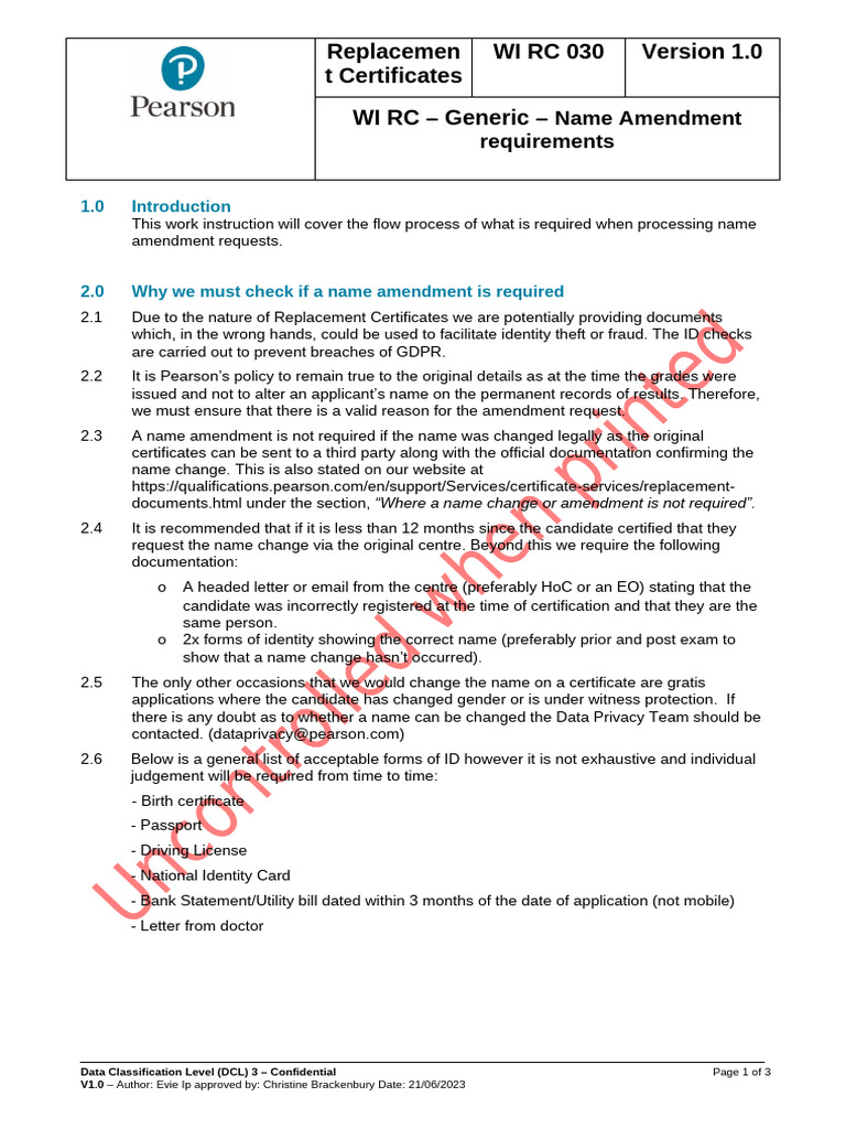 WI RC 030 Name Amendment Requirements v1 | PDF | Government And Personhood