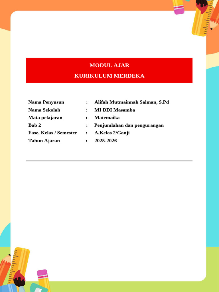 Modul Ajar Matematika Kelas 2 Merdeka | PDF