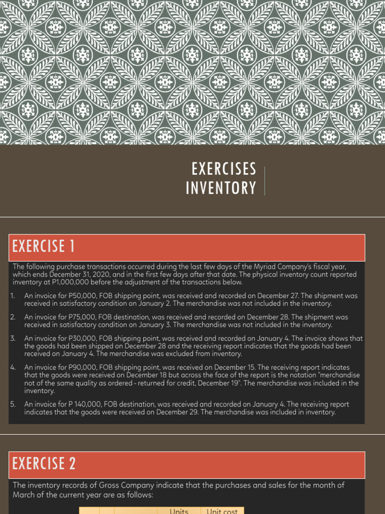1) - Exercises Inventories | PDF