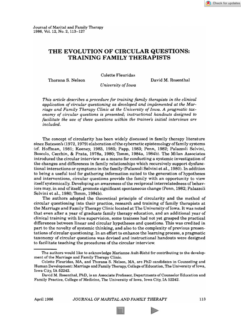 Training Family Therapists in Circular Questions | PDF | Family Therapy ...