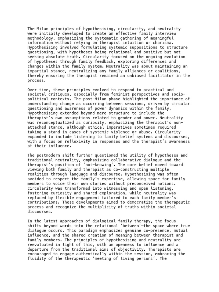 Evolution of Milan Principles in Therapy | PDF | Psychotherapy | Family ...