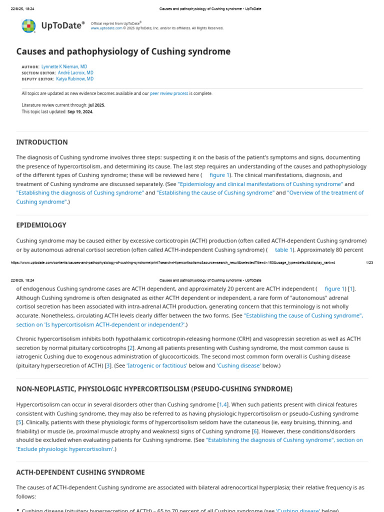 Causes and Pathophysiology of Cushing Syndrome - Hematologia | PDF ...