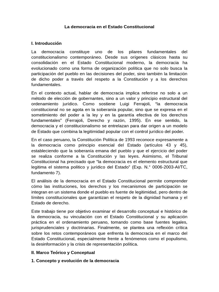 Democracia y Estado Constitucional en Perú | PDF | Democracia ...