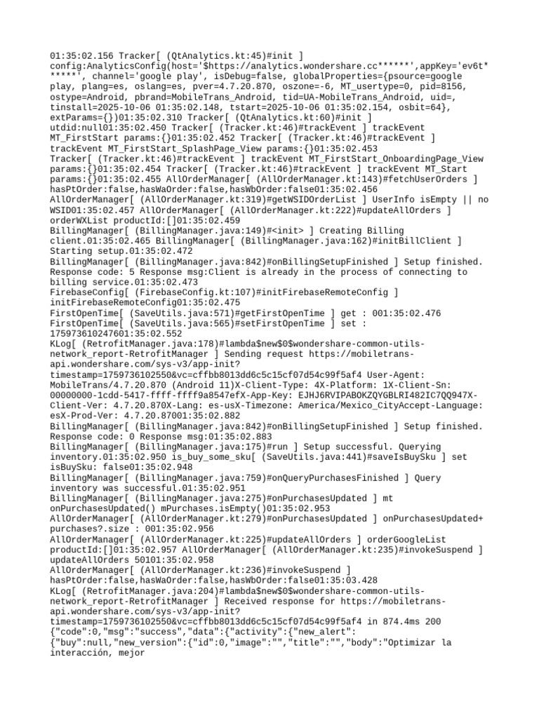 MobileTrans Android Analytics Log | PDF | Software | Computing