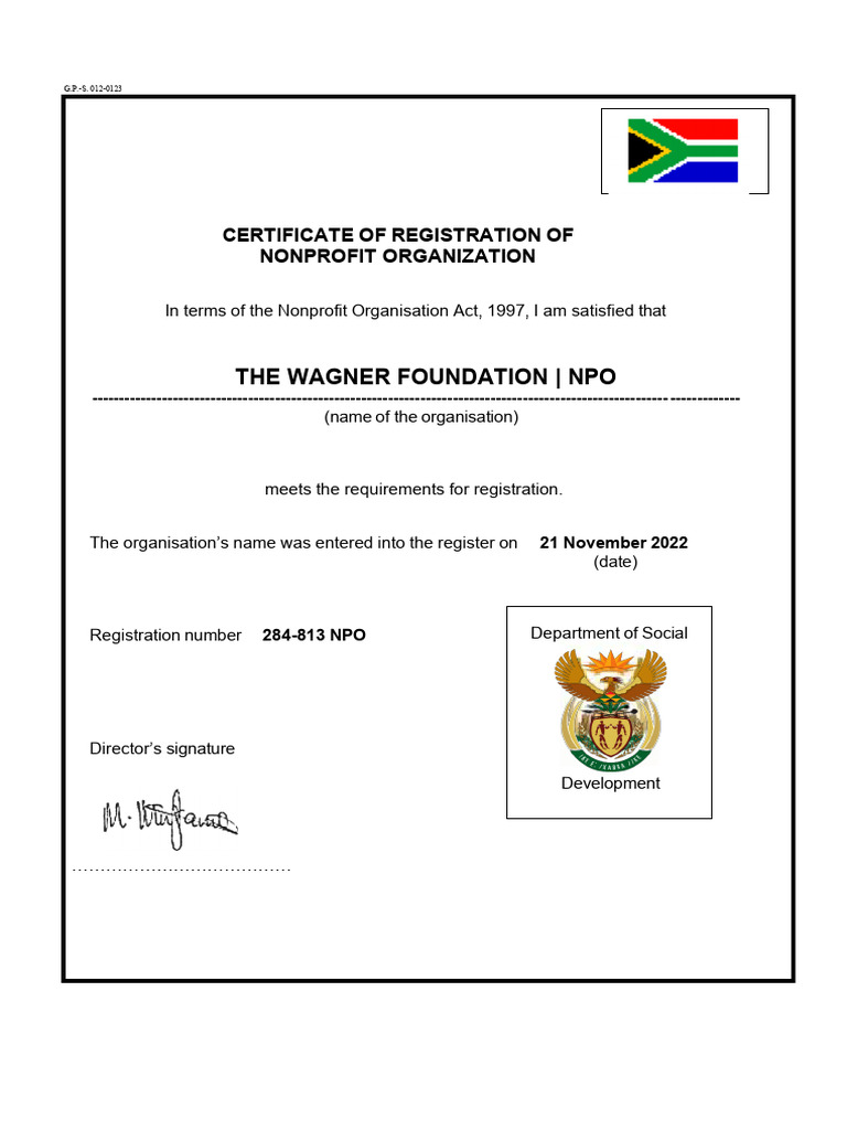 Nonprofit Organization Registration Certificate | PDF