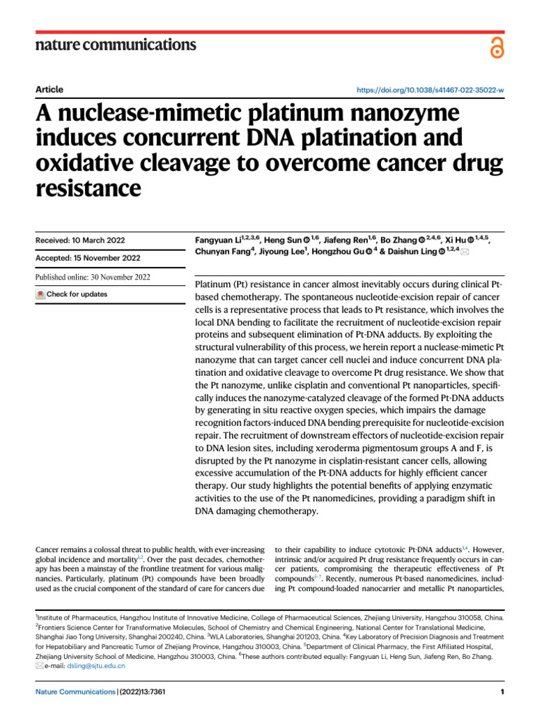 Nuclease Mimicking Nanoparticle | PDF | Dna | Dna Repair