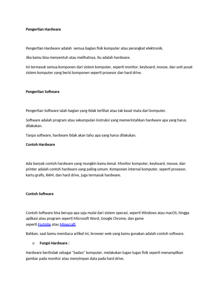 Pengertian Hardware dan Software | PDF