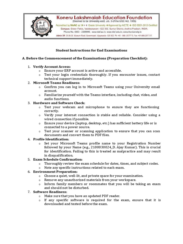 End Exam Instructions for Online Students | PDF | Computer Engineering ...