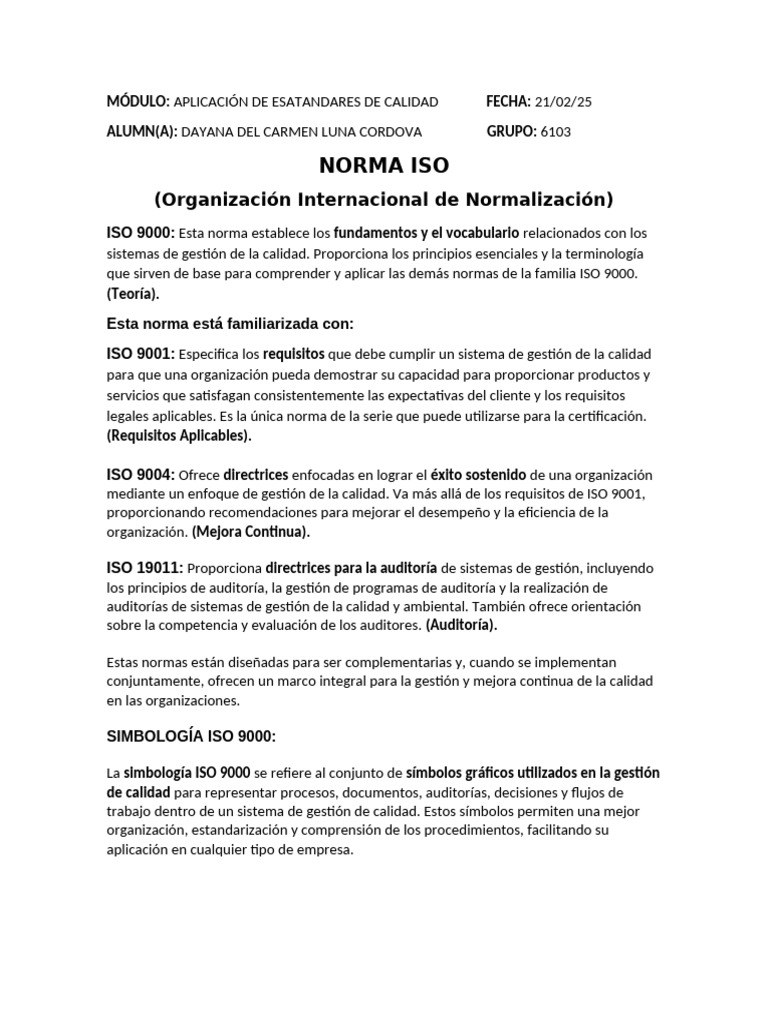 Fundamentos de ISO 9000 y Simbología | PDF | Sistema de manejo de ...