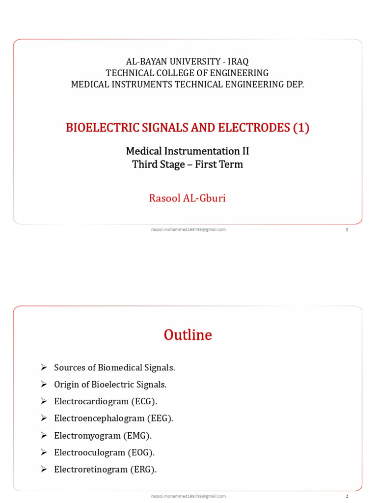 Bioelectric Signals and Electrodes Overview | PDF | Action Potential ...