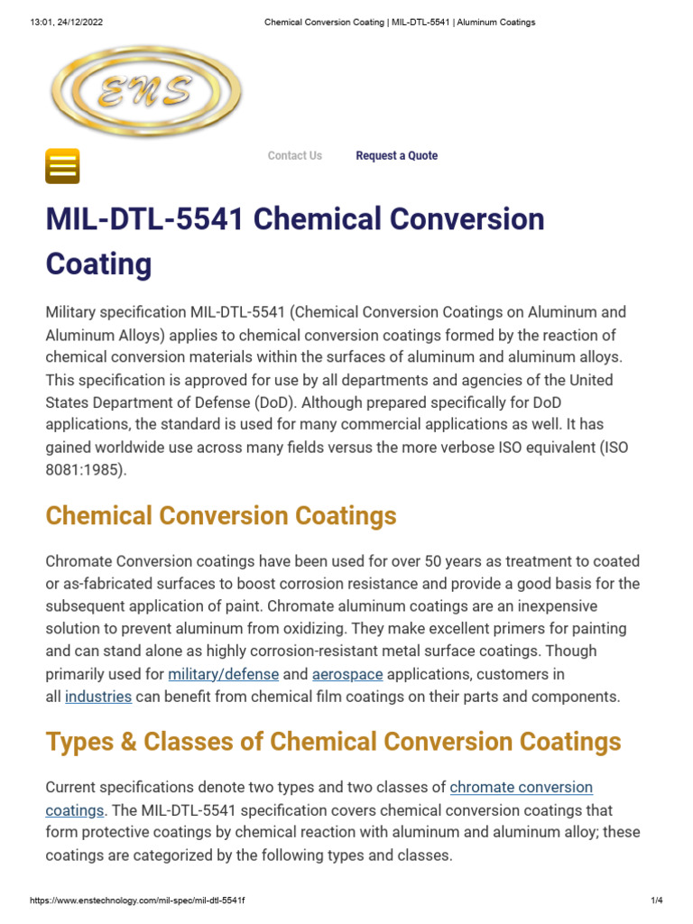 MIL-DTL-5541 Chemical Coatings Overview | PDF | Corrosion | Coating