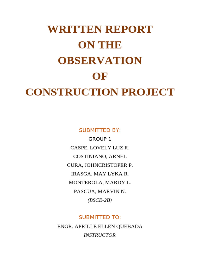 Construction Project Observation Report | PDF | Masonry | Concrete