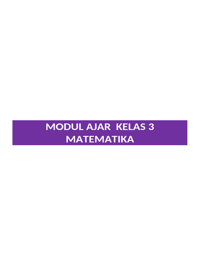 Modul Ajar Matematika Kelas 3 SD | PDF