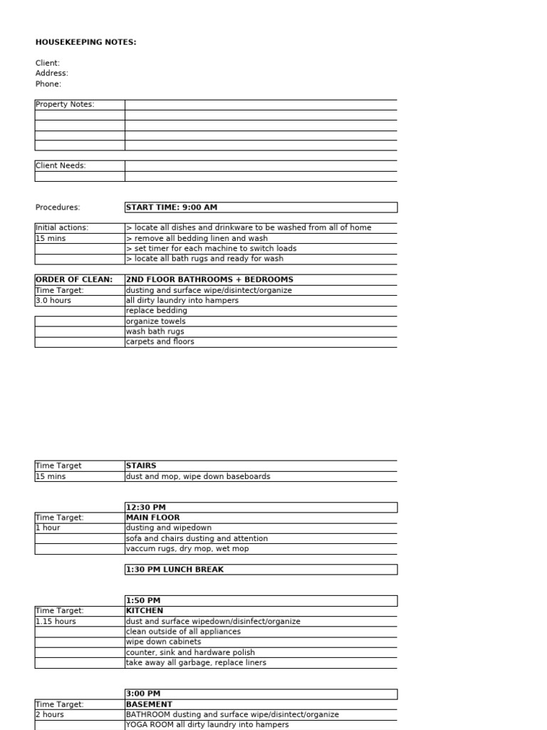 Housekeeping Schedule for Edgemont Home | PDF | Housekeeping | Hygiene