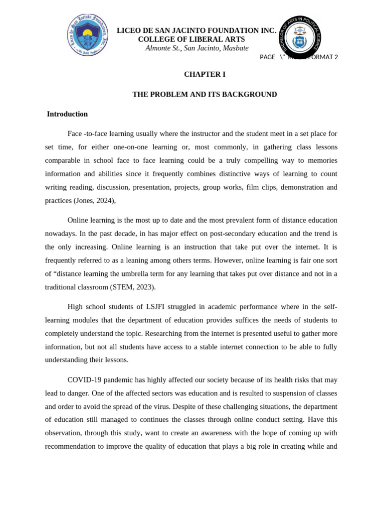 Chapter 1-5 of A Research Paper | PDF | Learning | Survey Methodology