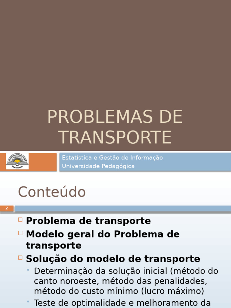 Modelos e Soluções para Problemas de Transporte | PDF | Equações