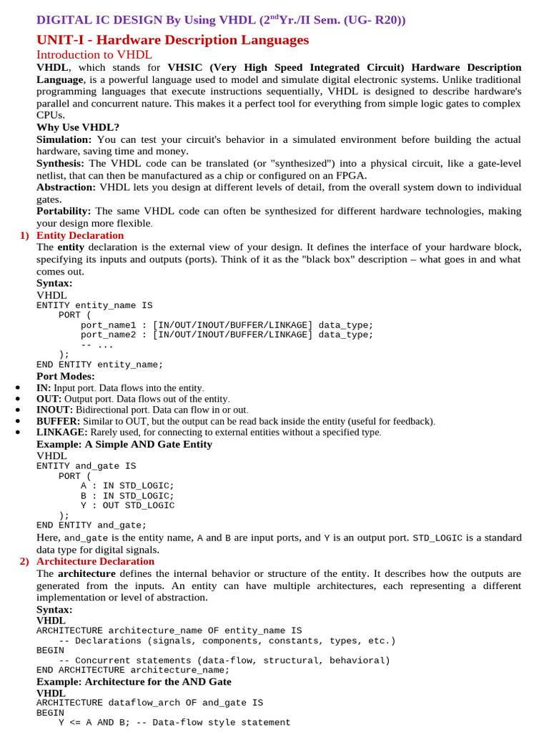 VHDL Basics for Digital IC Design | PDF | Vhdl | Hardware Description ...