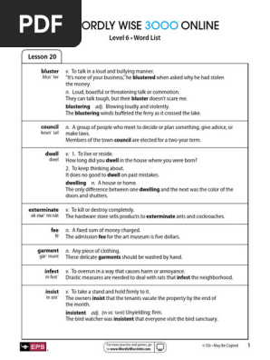Wordly Wise 3000 Level 6 Lesson 20 | PDF