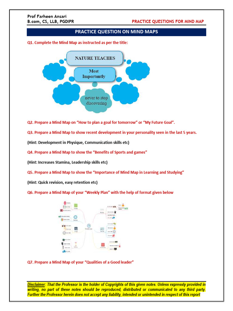 Mind Map Practice Questions Guide | PDF