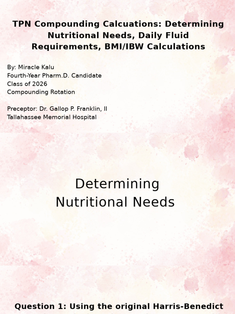 TPN Compounding Calculations Guide | PDF | Body Mass Index | Units Of ...
