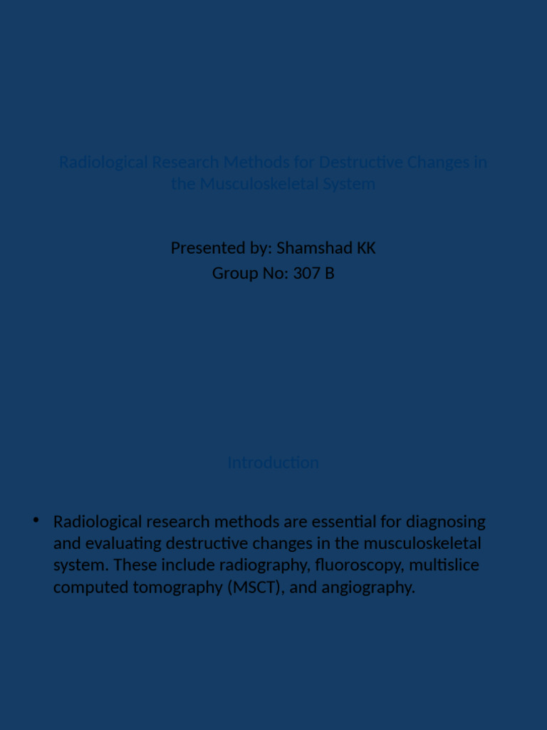 Radiological Methods for Musculoskeletal Issues | PDF | Medical Imaging ...