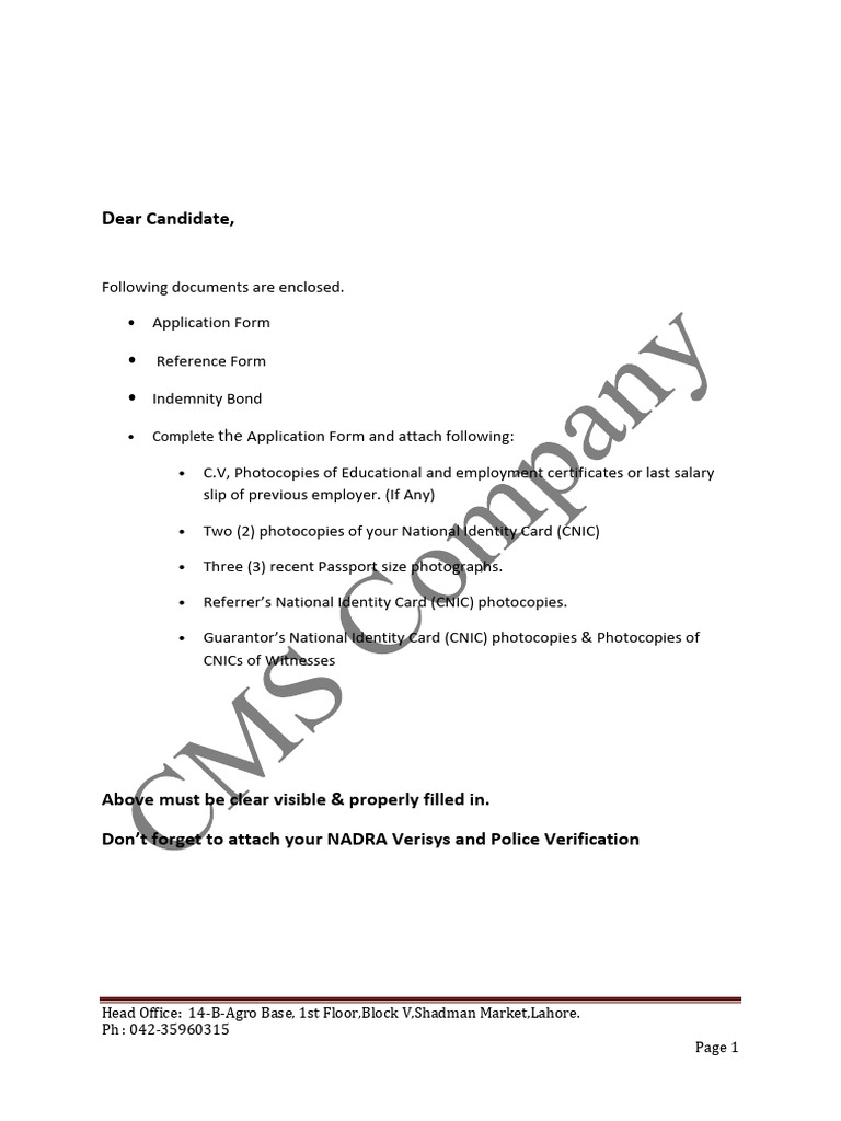 CMS Job Application Instructions | PDF | Identity Document