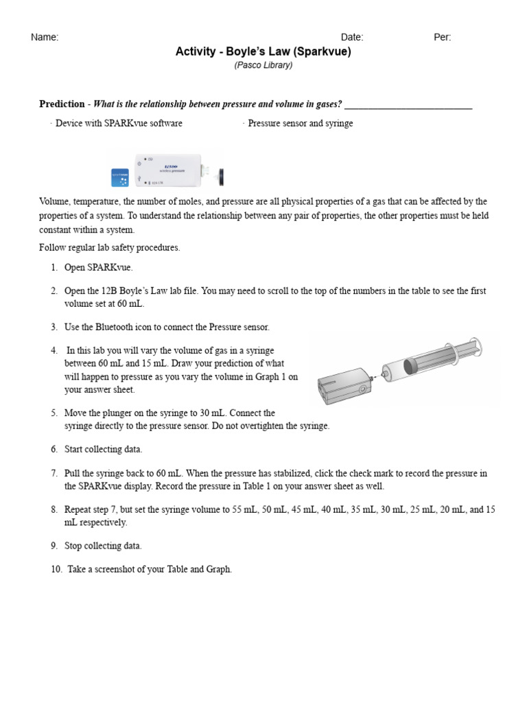 Boyle's Law Lab Activity Guide | PDF | Gases | Physical Chemistry