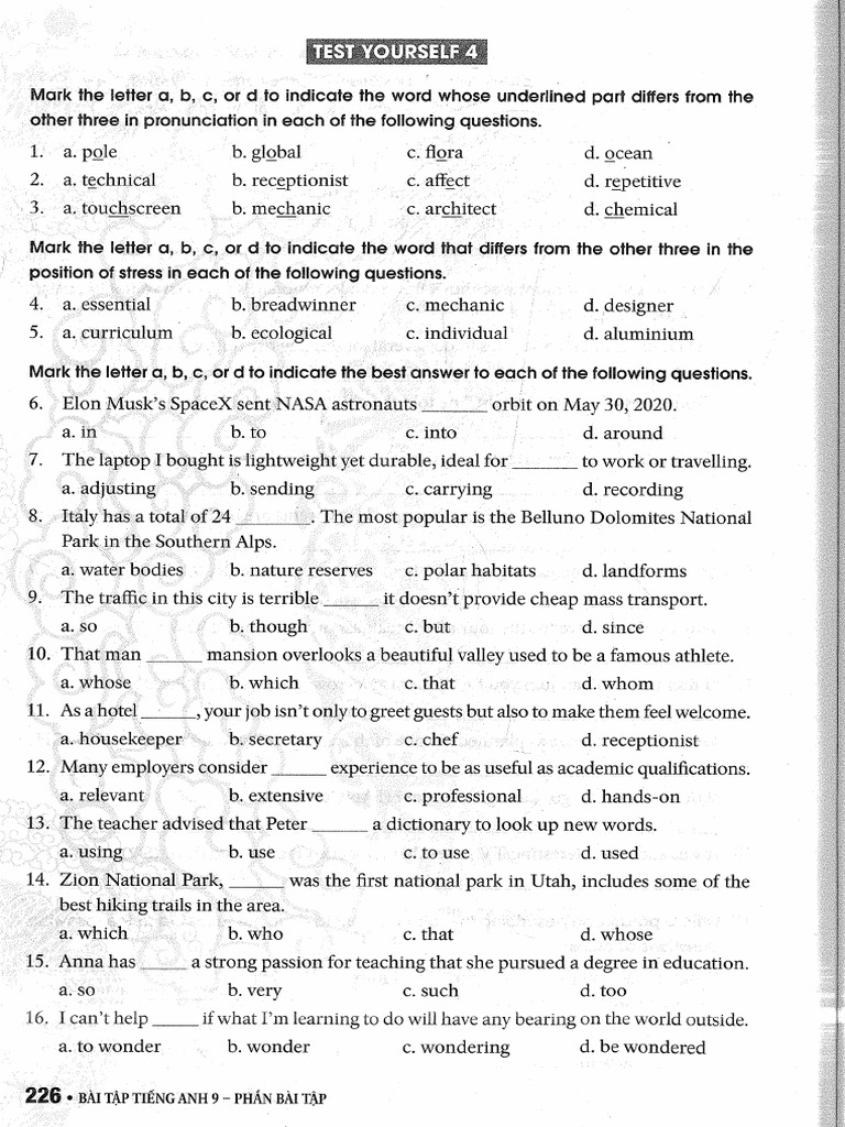 Test Yourself 4 | PDF