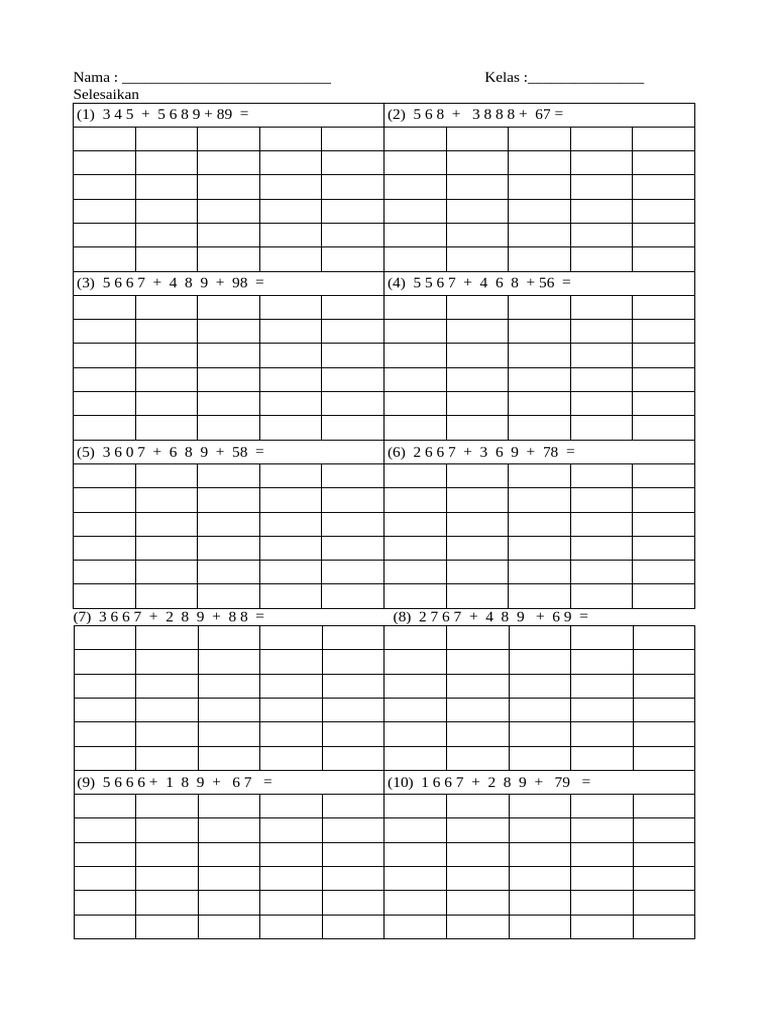Math Addition Exercises for Students | PDF