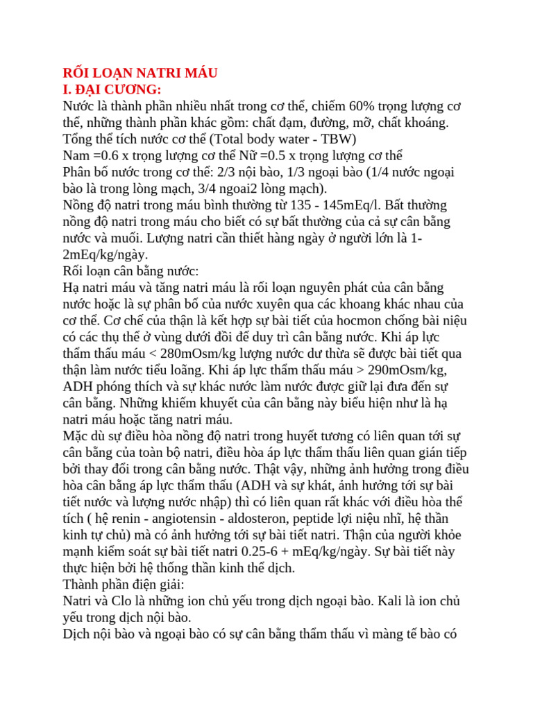 RỐI LOẠN NATRI MÁU | PDF
