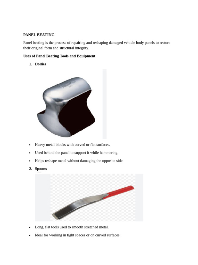 Panel Beating Techniques and Tools | PDF | Materials | Industrial Processes